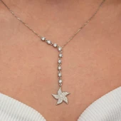 BlackCraft Gümüş Sıralı Zirkon Taşlı Deniz Yıldızı Kadın Kolye (BC-464C05) thumbnail 2
