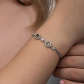 BlackCraft ​Gümüş Yuvarlak Zultanit Taşlı Kadın Bileklik (BC-F0B922) thumbnail 3