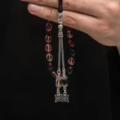 BlackCraft Gümüş Püskül Sıkma Kehribar Tesbih (BC-2EE3B4) thumbnail 4