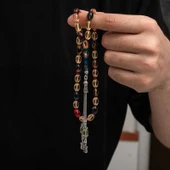 BlackCraft Gümüş Püskül Sıkma Kehribar Tesbih (BC-2EE3B4) - 1