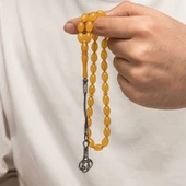 BlackCraft Gümüş Kazaz Püsküllü Sıkma Kehribar Tesbih (BC-E401FC) thumbnail 5