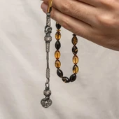 BlackCraft Gümüş Kazaz Püsküllü Sıkma Kehribar Tesbih (BC-E401FC) - 2