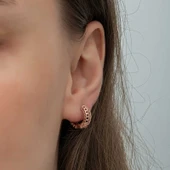 BlackCraft Gümüş Rose Petek Desenli Halka Kadın Küpe (BC-03D543) thumbnail 3