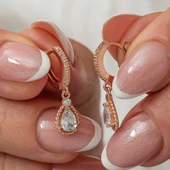 BlackCraft Gümüş Sallantılı Rose Damla Kadın Küpe (BC-274ABA) thumbnail 1