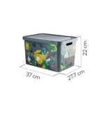 Smartware Stafi Desenli Cooking Lacivert Desenli Çok Amaçlı Organizer Düzenleyici Kapaklı Kutu 18 LT - 2