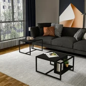 Batı 2’li Modern Orta Sehpa Takımı – Metal Ayaklı, Alt Raflı - 1