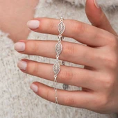 BlackCraft Gümüş Telkari Yaprak Desenli Kadın Bileklik trend thumbnail 1