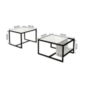 Batı 2’li Modern Orta Sehpa Takımı – Metal Ayaklı, Alt Raflı - 5