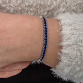 BlackCraft Gümüş Lacivert Zirkon Taşlı Su Yolu Kadın Bilekik (BC-0599DE) - 4