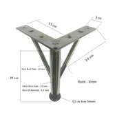 Firkete Ayak Metal 25 cm Krom Mobilya Koltuk Ayağı - 2