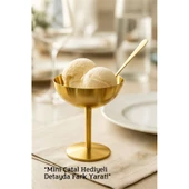 Modacar Gold Inox Çelik Ayaklı Dondurma ve Sunum Kasesi – Tatlı, Lokum ve Sunum Kabı - 1