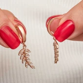 BlackCraft Gümüş Rose Sallantılı Başak Kadın Küpe koleksiyon - 3