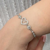 BlackCraft Gümüş Kalp Sonsuzluk Kadın Su Yolu Bileklik premium - 1
