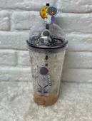 PİPETLİ BARDAK MATARA SEVİMLİ SULUK 450 ml ÇİFT ASTRONOT FİGÜRLÜ - 3