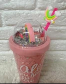 PİPETLİ BARDAK MATARA SEVİMLİ SULUK 450 ml ÇİFT KATMANLI KALPLİ PULLU - 2