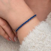 BlackCraft Gümüş Lacivert Zirkon Taşlı Su Yolu Kadın Bilekik (BC-0599DE) - 3