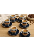Renkli Çizgili 6 Kişilik Kahve Fincan Takımı 12 Parça - 1