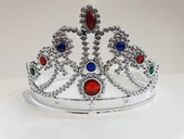 Gümüş Renk Plastik Prenses Tacı Kraliçe Tacı 60 cm thumbnail 3