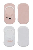 Bistyle 2'Li Babet Cute Face Penye Çorap 30103 Pembe-Beyaz - 4