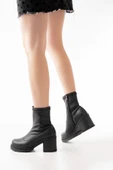 767-3012 Streç Siyah Fermuarlı Günlük Kadın Bot thumbnail 4