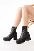 767-3012 Streç Siyah Fermuarlı Günlük Kadın Bot thumbnail 2