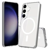 Samsung Galaxy S25 FE Kılıf Kablosuz Şarj Özellikli Şeffaf Sert PC Embos Kapak thumbnail 5