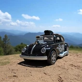 Metal Araba Çek Bırak Vw Bettle Modifiye Siyah Sesli ve Işıklı - 3