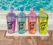 PİPETLİ BARDAK MATARA SEVİMLİ SULUK 450 ml ÇİFT KATMANLI PÜSKÜLLÜ - 3