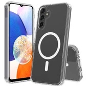 Samsung Galaxy S25 FE Kılıf Kablosuz Şarj Özellikli Şeffaf Sert PC Embos Kapak thumbnail 3