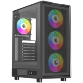 POWERBOOST  A601B 600W 80+ ATX USB 3.0 Rainbow Fanli Mesh Gaming Siyah Kasa thumbnail 1