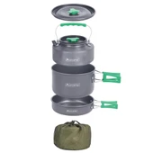 Orcamp Tekli Portatif Ocak Gaz Stop Emniyetli Gri + Orcamp Alüminyum Tencere Seti 3 Parça + 2 ADET 227 Gram Gaz Kartuşu - 4