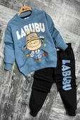 Labubu Desenli Erkek Çocuk Mavi Renk Eşofman Takım - 2