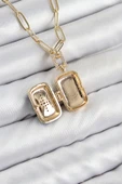Pirinç Zirkon Taşlı Açılabilir Kutup Yıldızı Model Gold Renk Kadın Kolye - TJ-BKO10430 thumbnail 2