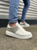 JY151 Boost Bağcıklı Cilt Süet Erkek Günlük Sneaker Ayakkabı CSBT - Beyaz/Gri thumbnail 1