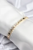 Pirinç VIP Seri Gold Renk Petek Model Kadın Bileklik - TJ-BB7925 thumbnail 1