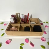 Bambu kozmetik makyaj düzenleme kutusu - çok amaçlı organizer düzenleyici thumbnail 3