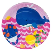 Neşeli Balıklar Pembe Karton Tabak 23cm - 1