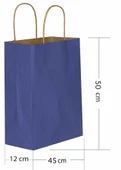 Lacivert Büküm Saplı Kraft Çanta 45x50cm - 2