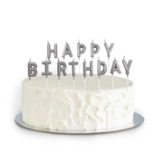 Metalik Gümüş Happy Birthday Set Mum - 1