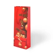 Yılbaşı Varak Baskılı Lüks Karton Çanta 12x35 - Kırmızı - 2