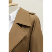 Lucky Life Astarlı Kemerli Trenckot -Taba - 4