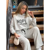 Lucky Life Kadın Uzun Kollu Nope Baskılı Beli Ribanalı Ikili Takım - 7