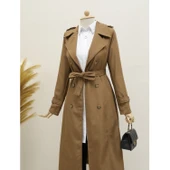 Lucky Life Astarlı Kemerli Trenckot -Taba - 2