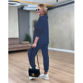 Lucky Life Kadın Uzun Kollu Kapşonlu Viskon Iki Iplik Bluz Ve Pantolon Ikili Takım - 1