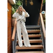 Lucky Life Kadın Uzun Kollu Nope Baskılı Beli Ribanalı Ikili Takım - 11