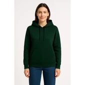 Lucky Life Üç İplik Kapüşonlu Kanguru Çepli SweatShirt Hoodie - Haki thumbnail 3