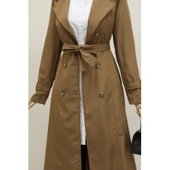 Lucky Life Astarlı Kemerli Trenckot -Taba - 3