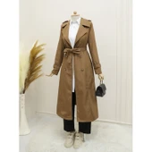 Lucky Life Astarlı Kemerli Trenckot -Taba - 1