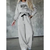 Lucky Life Kadın Uzun Kollu Nope Baskılı Beli Ribanalı Ikili Takım - 3