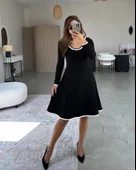 Lucky Life Kadın Uzun Kollu Yuvarlak Yaka Midi Viskon Iki Iplik Elbise thumbnail 2